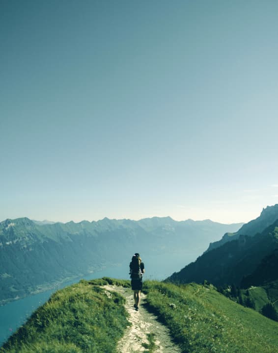 human hiking in the mountains