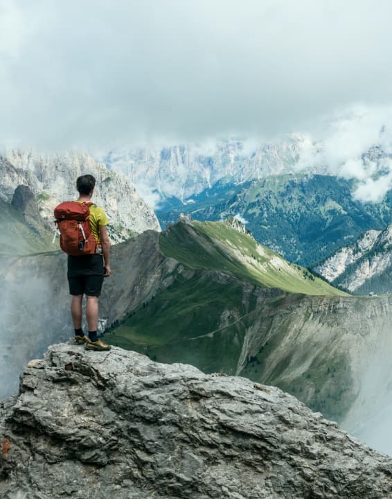 human hiking in the mountains